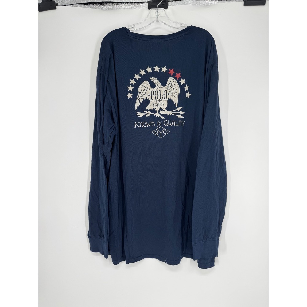 Polo Ralph Lauren T Shirt 3XL Tall 3XLT Navy Eagle Graphic Long Sleeve NYC Tee